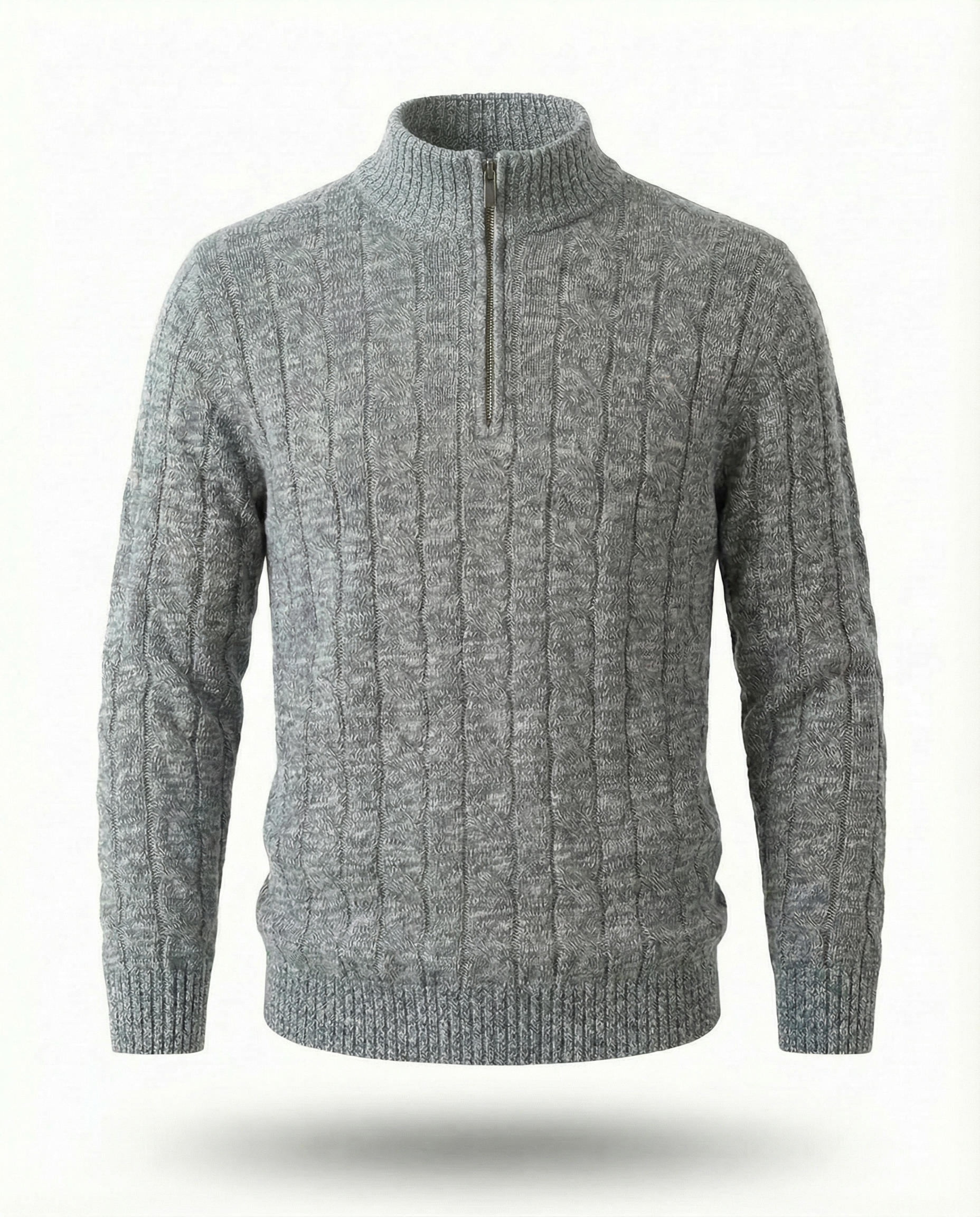 Men's Merino Wool Cable Quater Zip