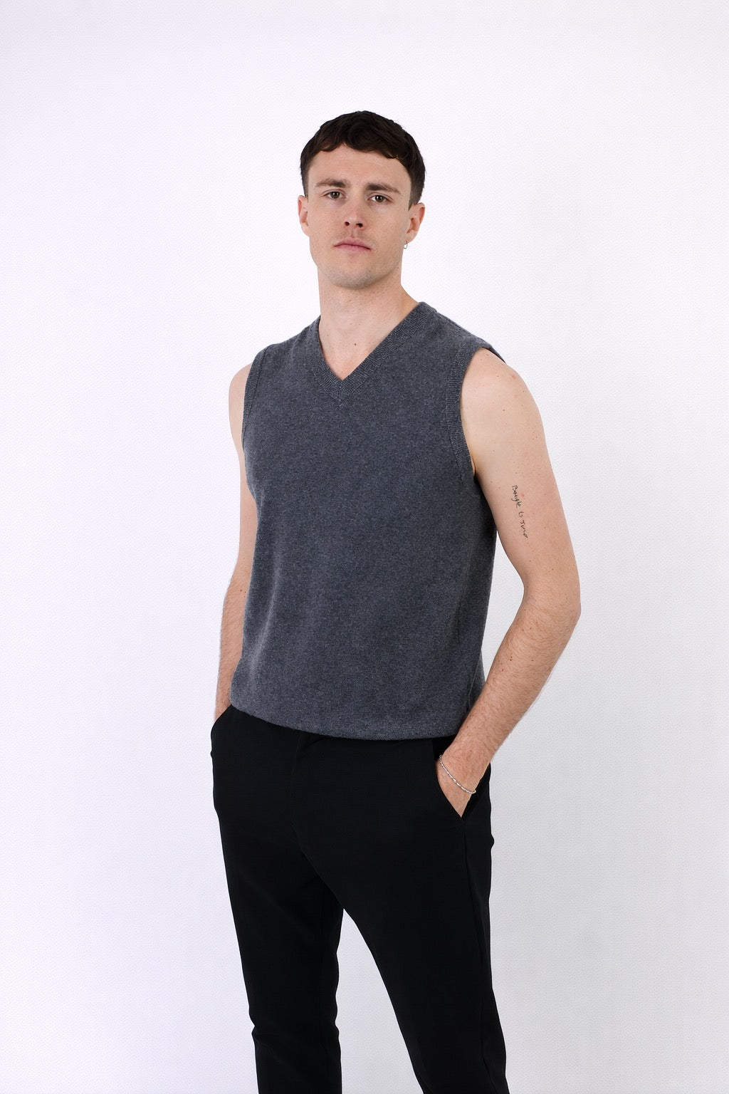 Torino | Men's Sleeveless V - Neck Vest 100% Cashmere