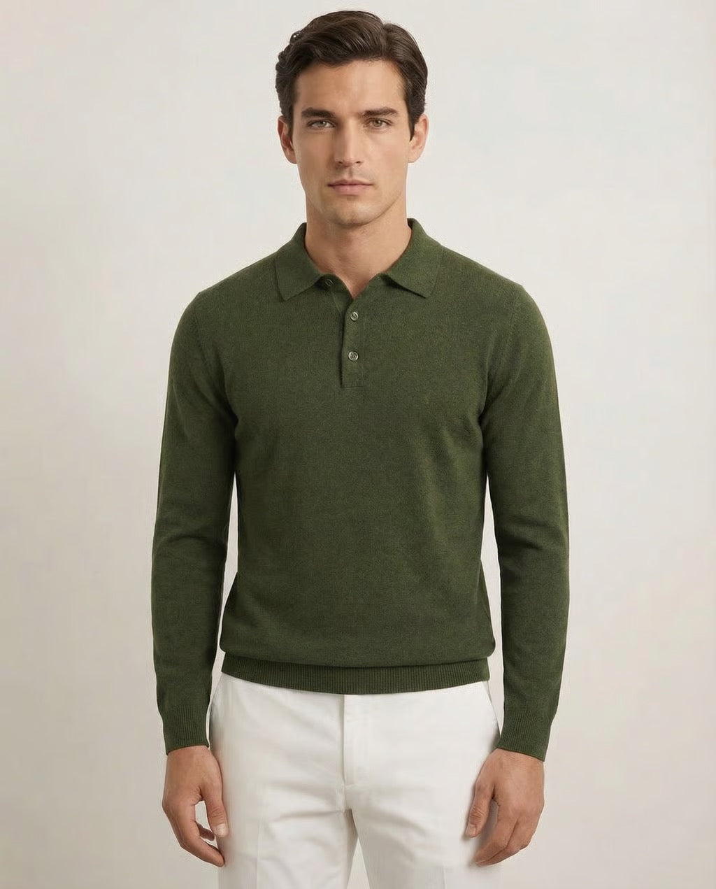 Amalfi | Men's Cashmere-Merino Long Sleeve Polo