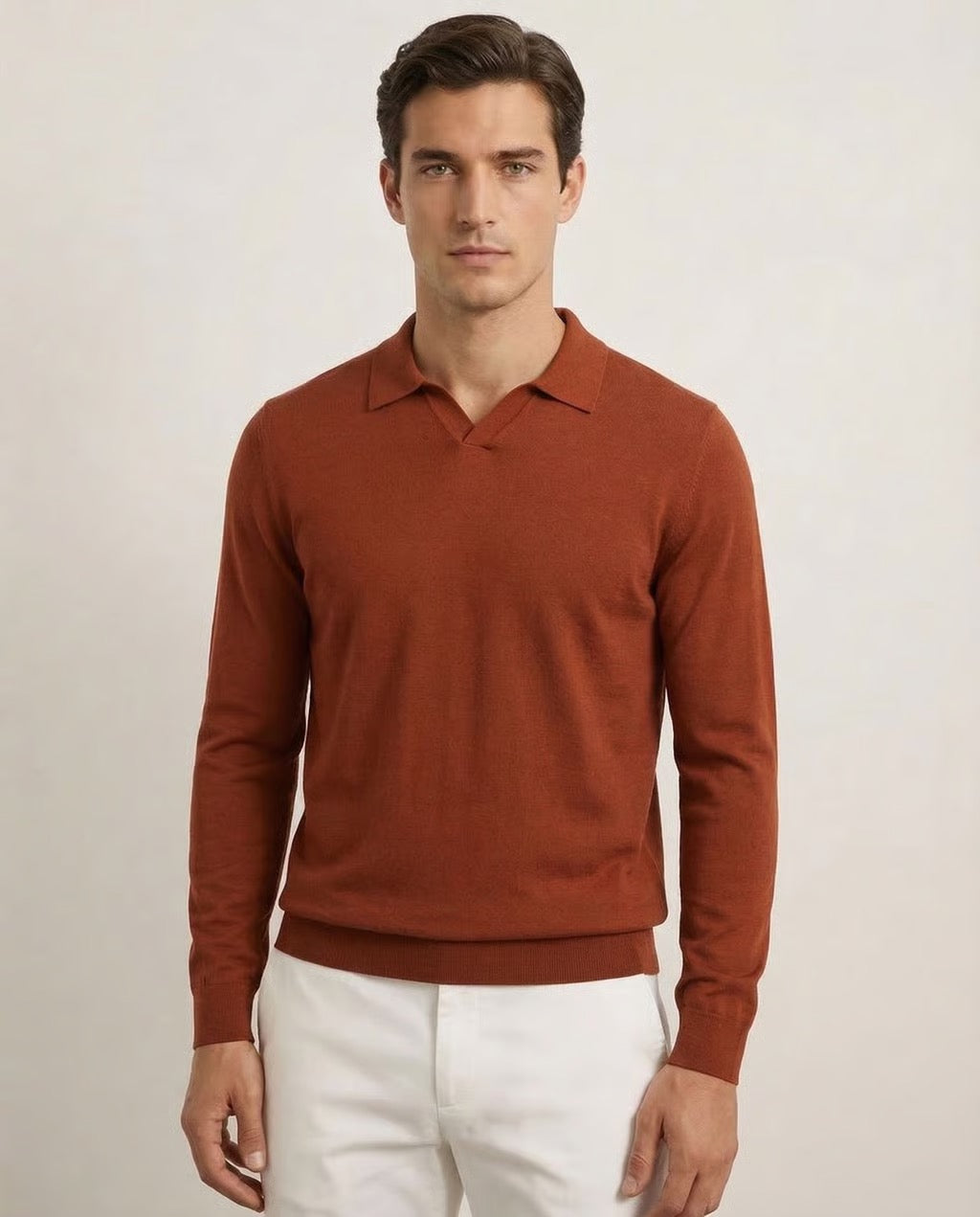 Capri | Men's 100% Merino Wool Long Sleeve Buttonless Polo