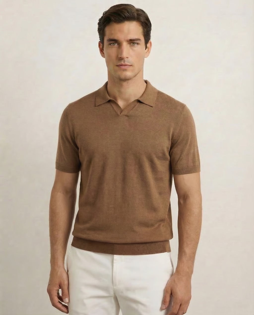 Portofino| Men's 100% Merino Wool Shorts Sleeve Lightweight Buttonless Polo