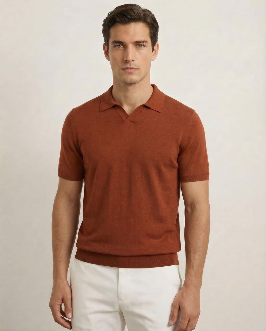 Portofino| Men's 100% Merino Wool Shorts Sleeve Lightweight Buttonless Polo