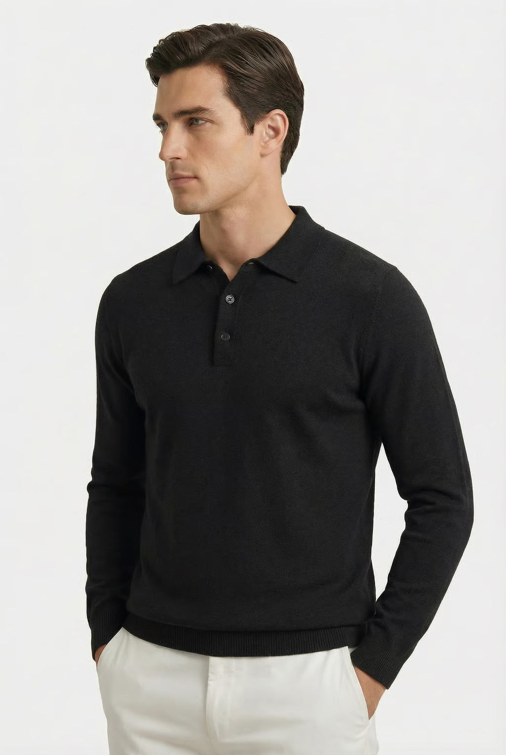Amalfi | Men's Cashmere-Merino Long Sleeve Polo
