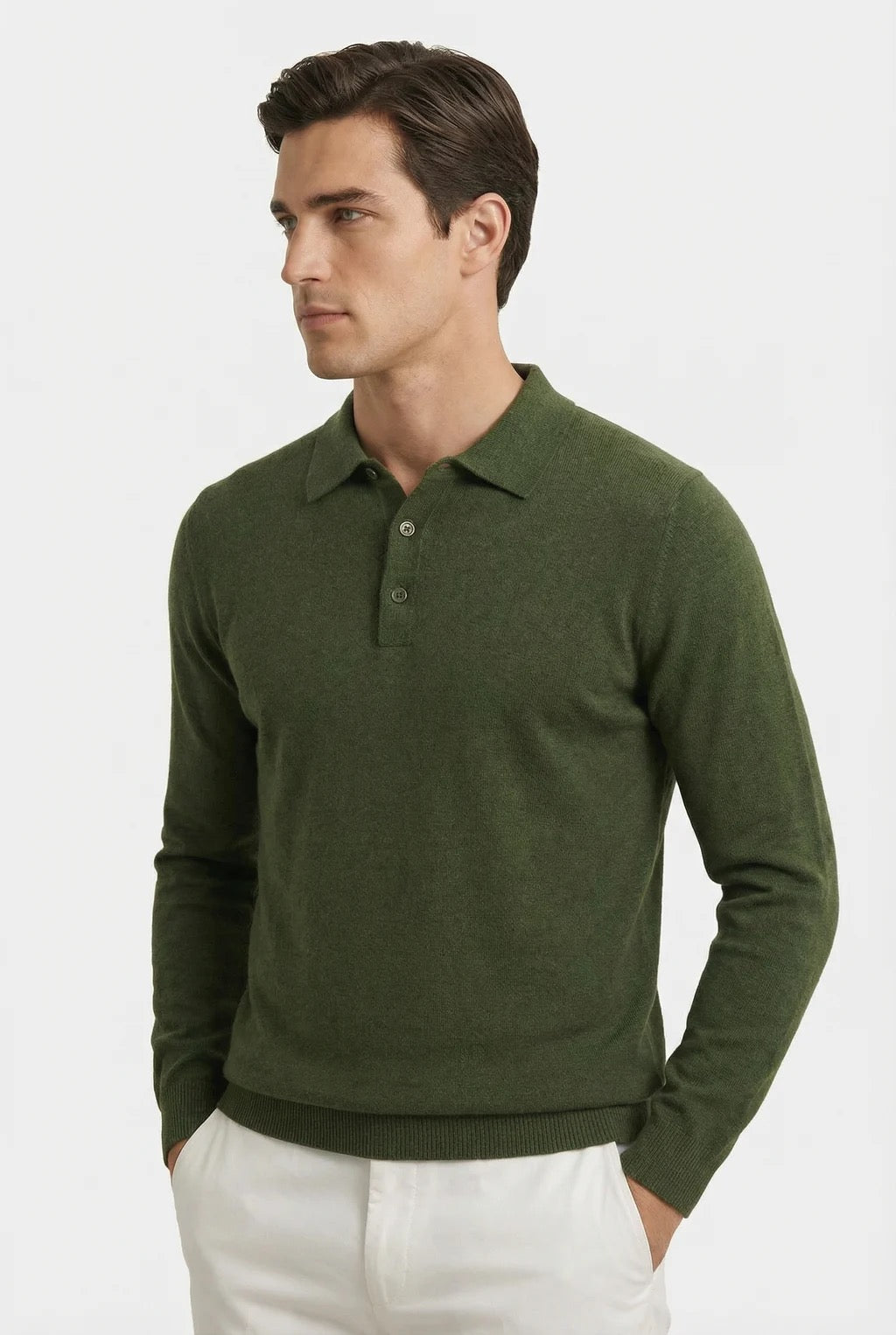Amalfi | Men's Cashmere-Merino Long Sleeve Polo