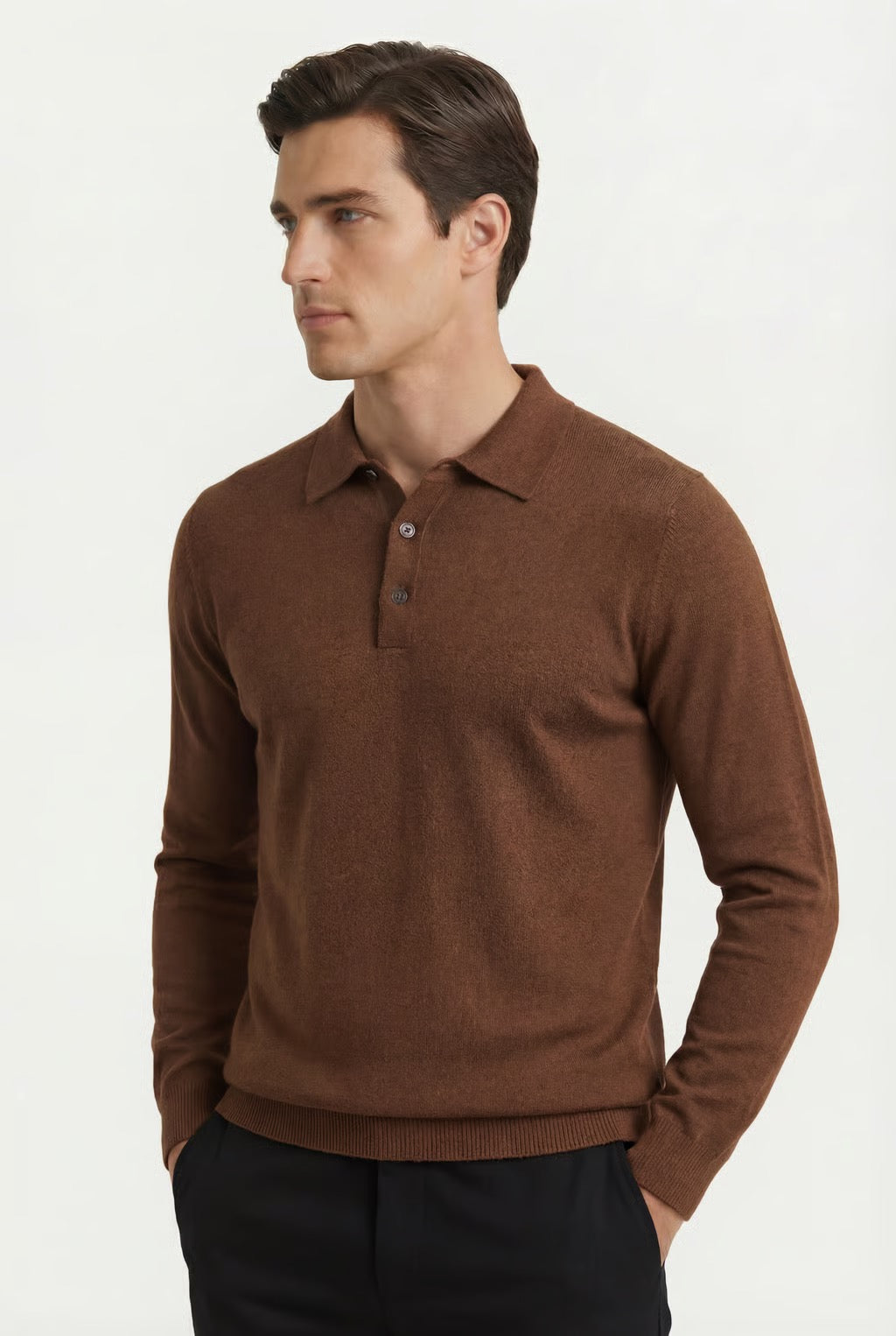 Amalfi | Men's Cashmere-Merino Long Sleeve Polo