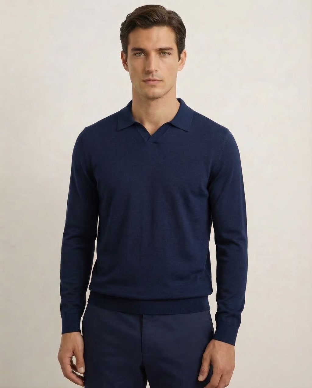 Capri | Men's 100% Merino Wool Long Sleeve Buttonless Polo
