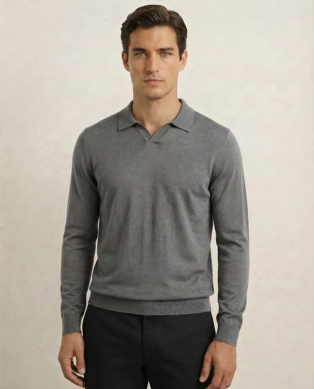 Capri | Men's 100% Merino Wool Long Sleeve Buttonless Polo