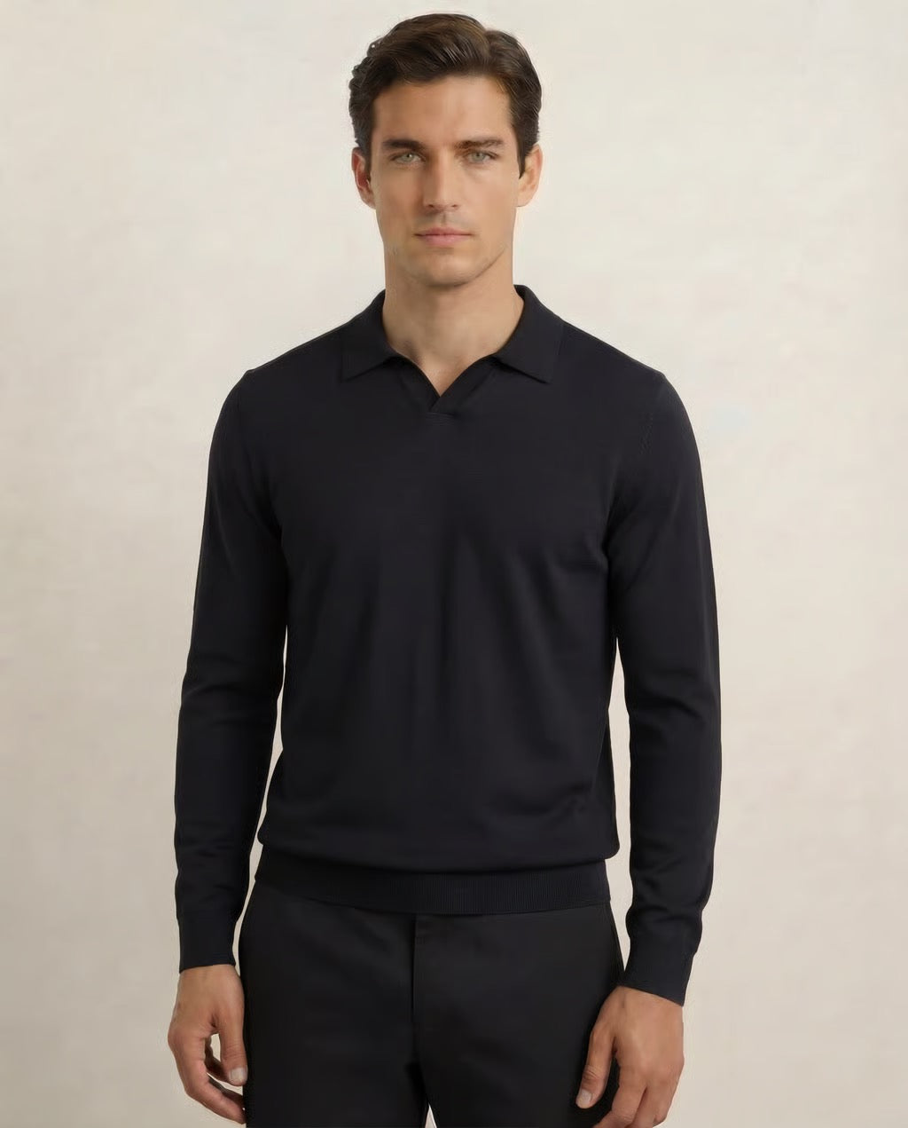 Capri | Men's 100% Merino Wool Long Sleeve Buttonless Polo
