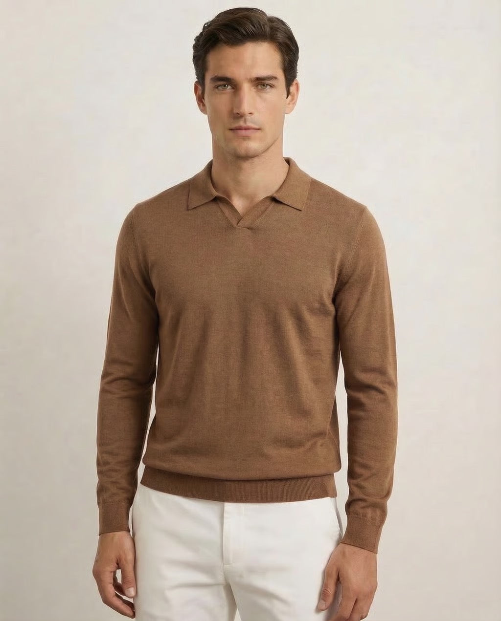 Capri | Men's 100% Merino Wool Long Sleeve Buttonless Polo