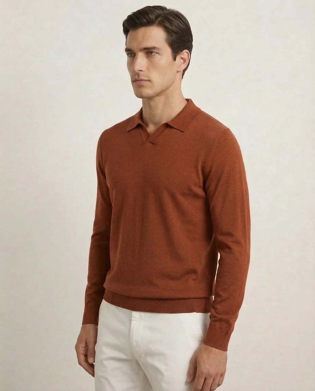 Capri | Men's 100% Merino Wool Long Sleeve Buttonless Polo
