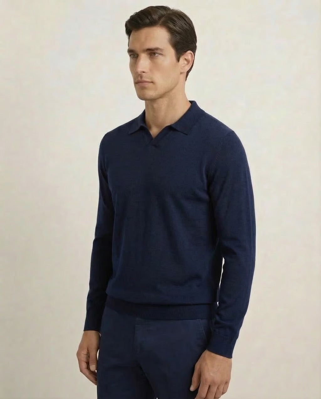 Capri | Men's 100% Merino Wool Long Sleeve Buttonless Polo
