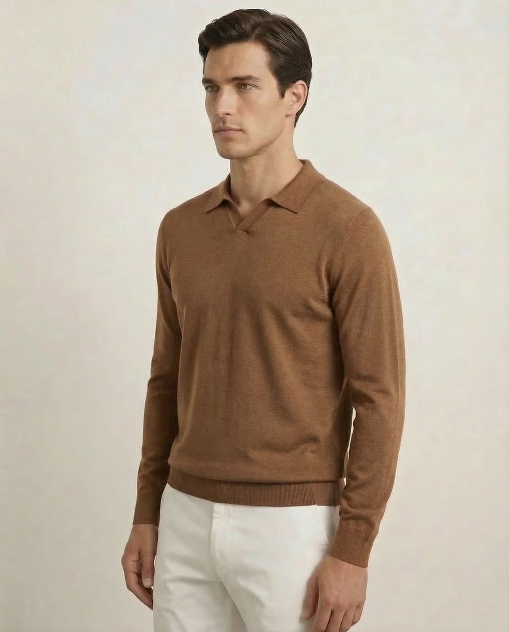 Capri | Men's 100% Merino Wool Long Sleeve Buttonless Polo