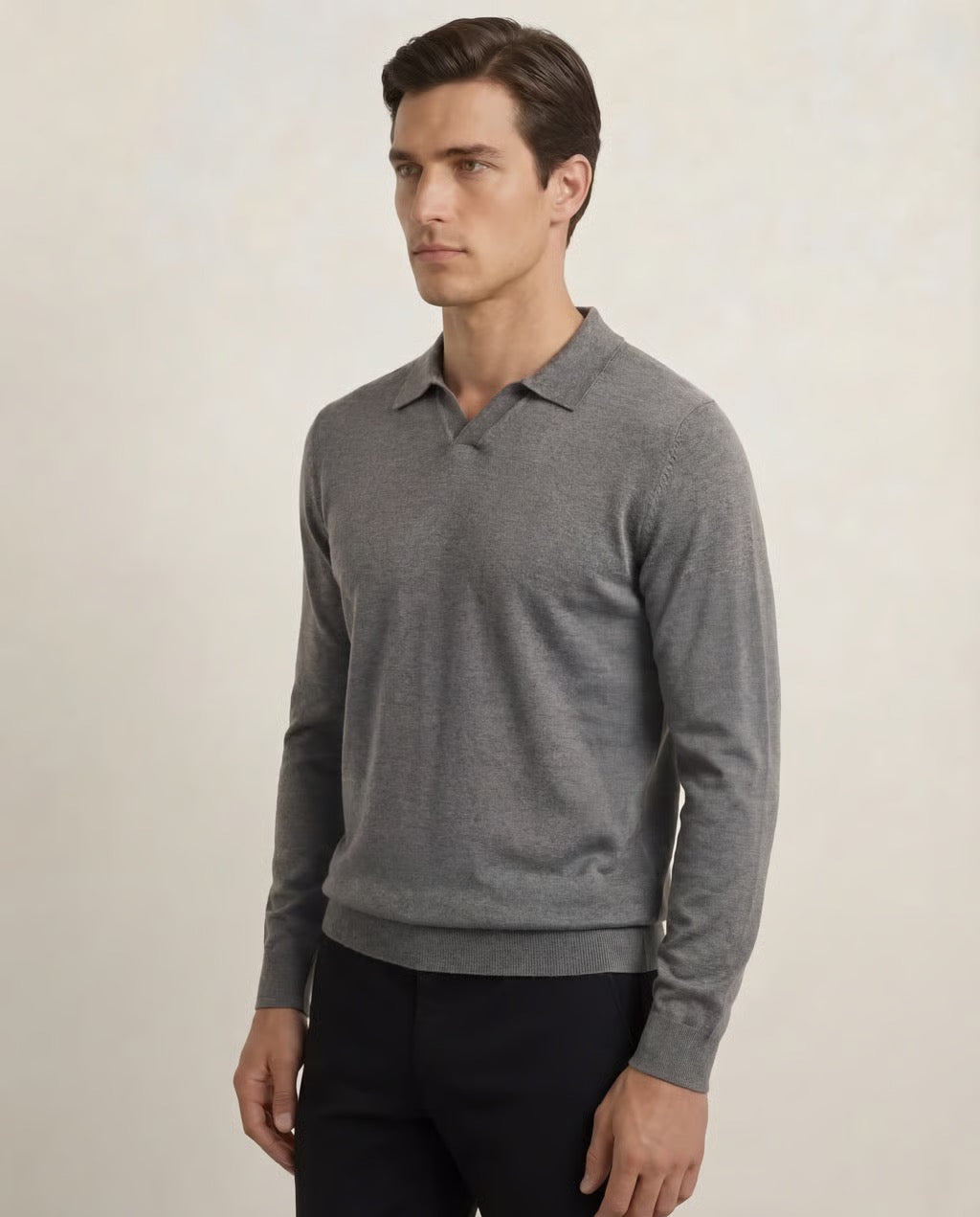 Capri | Men's 100% Merino Wool Long Sleeve Buttonless Polo