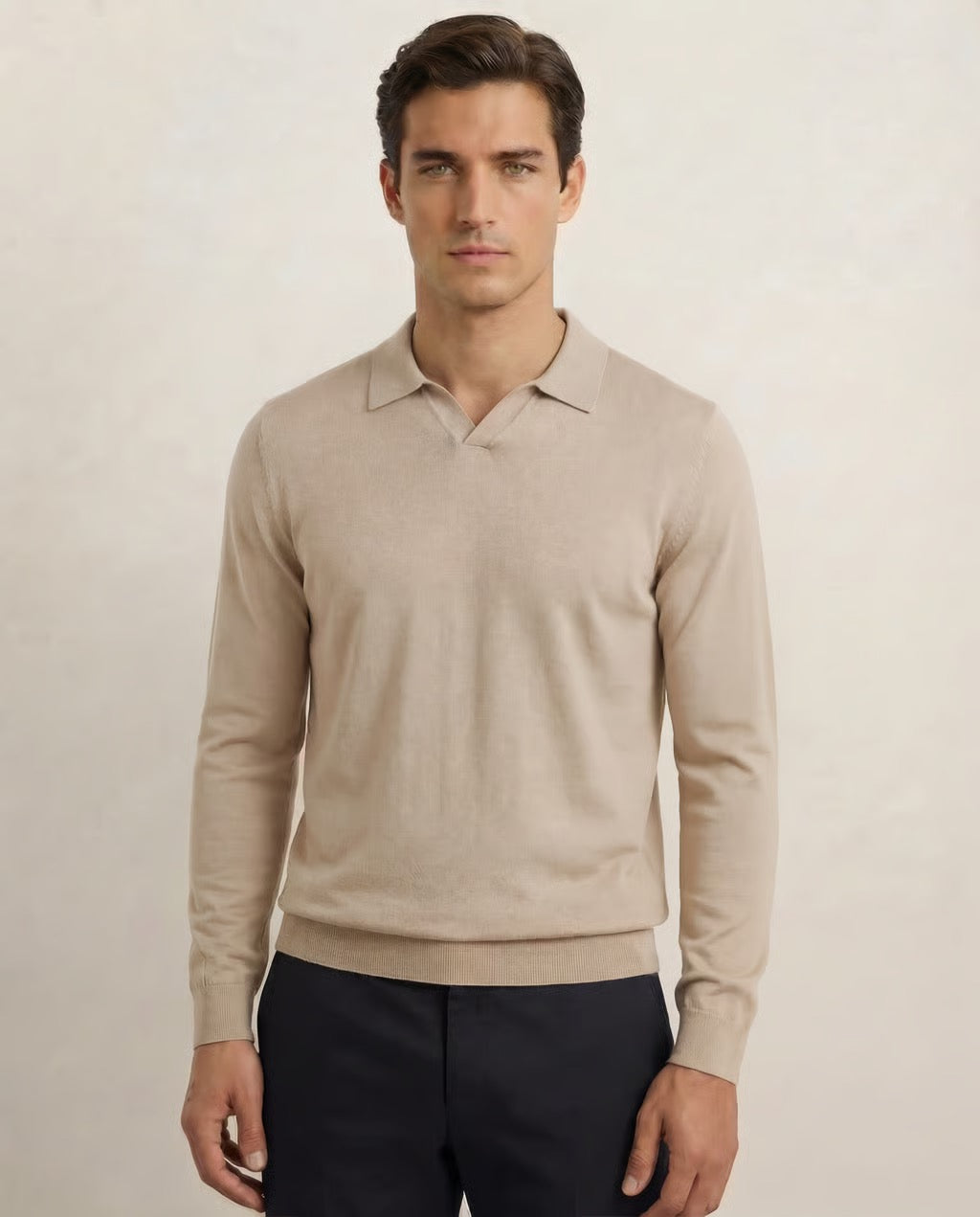 Capri | Men's 100% Merino Wool Long Sleeve Buttonless Polo