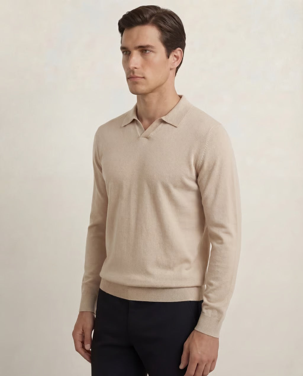 Capri | Men's 100% Merino Wool Long Sleeve Buttonless Polo