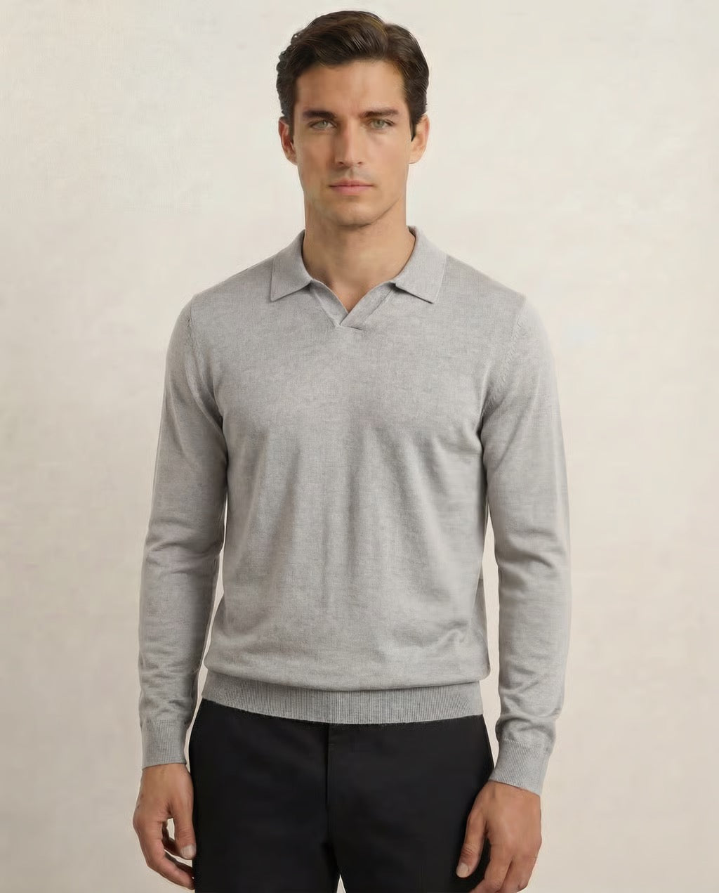 Capri | Men's 100% Merino Wool Long Sleeve Buttonless Polo