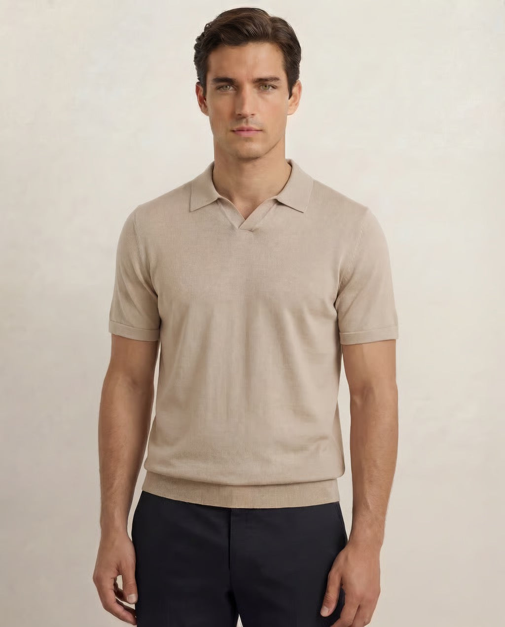 Portofino| Men's 100% Merino Wool Shorts Sleeve Lightweight Buttonless Polo