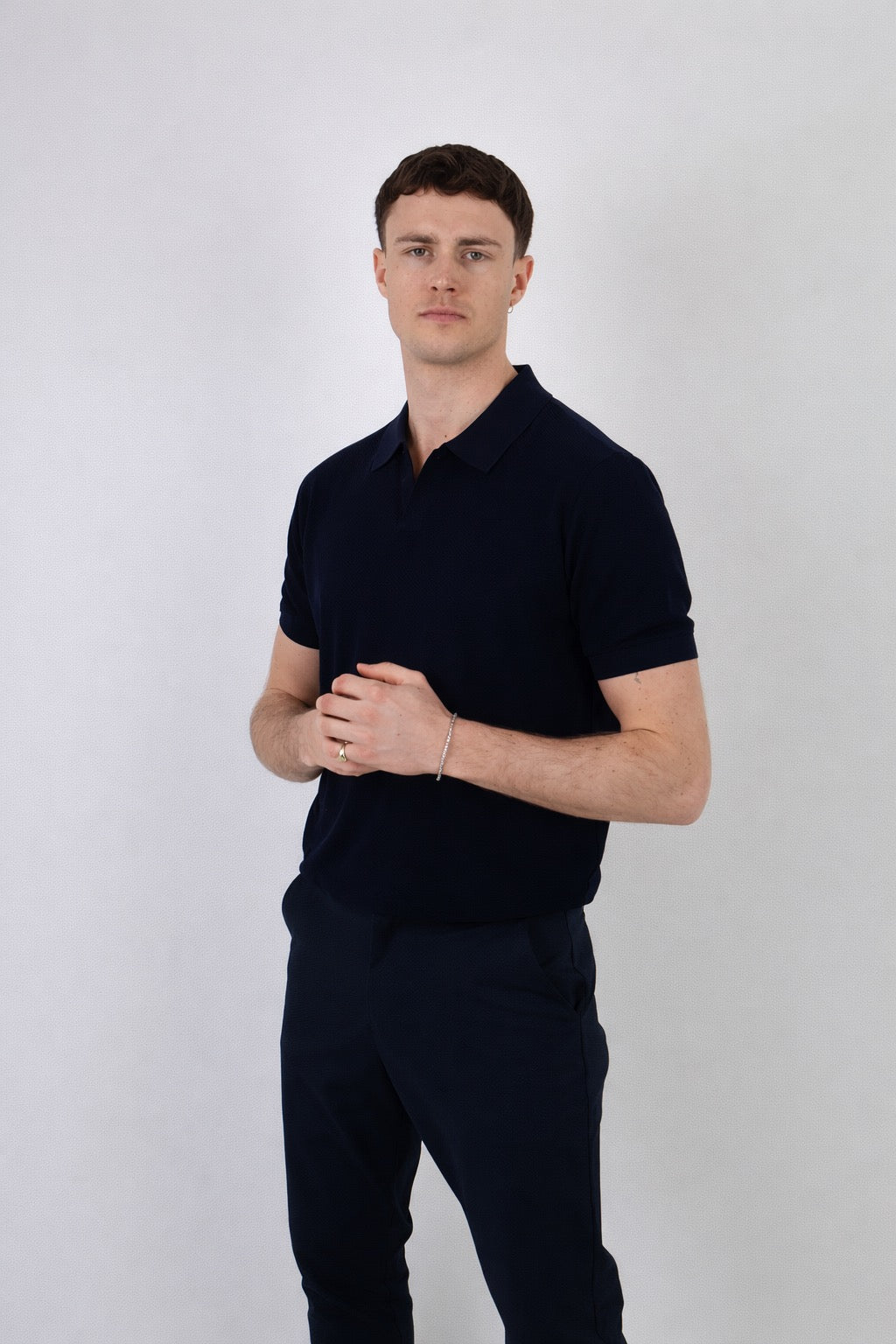 Como | Men's Buttonless Short Sleeve Lightweight Linen Polo