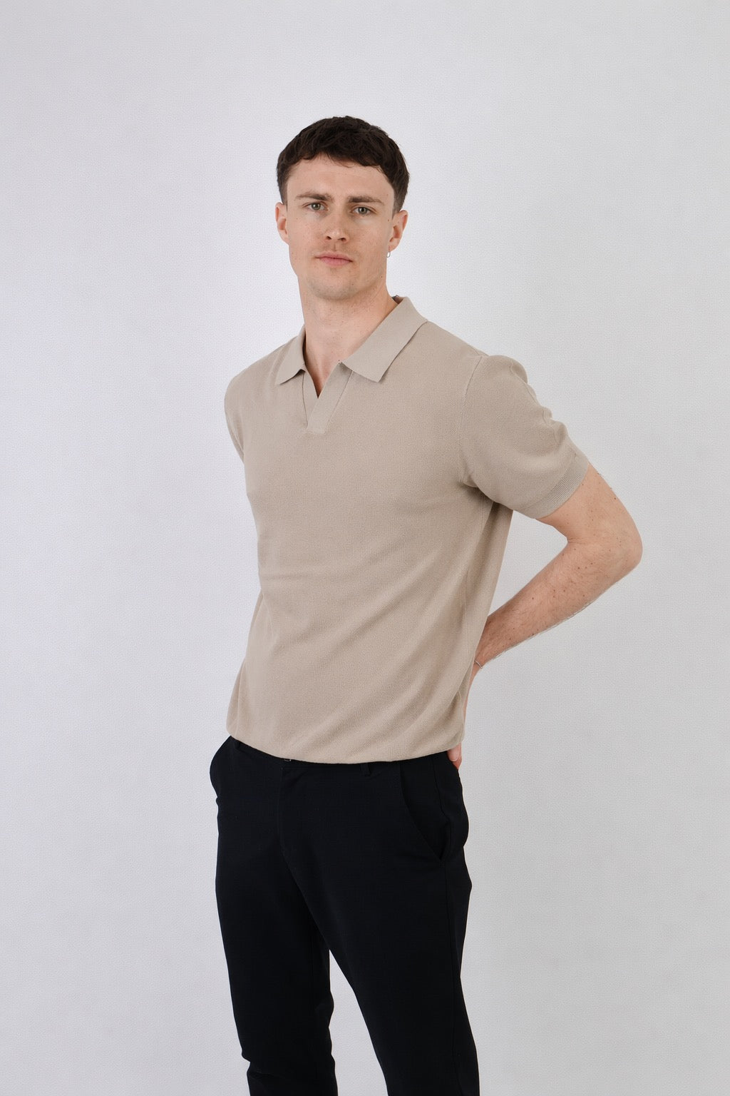 Como | Men's Buttonless Short Sleeve Lightweight Linen Polo