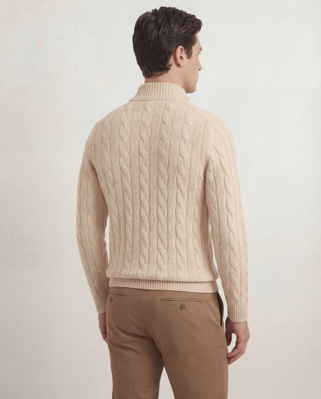 Men's Merino Wool Cable Quater Zip