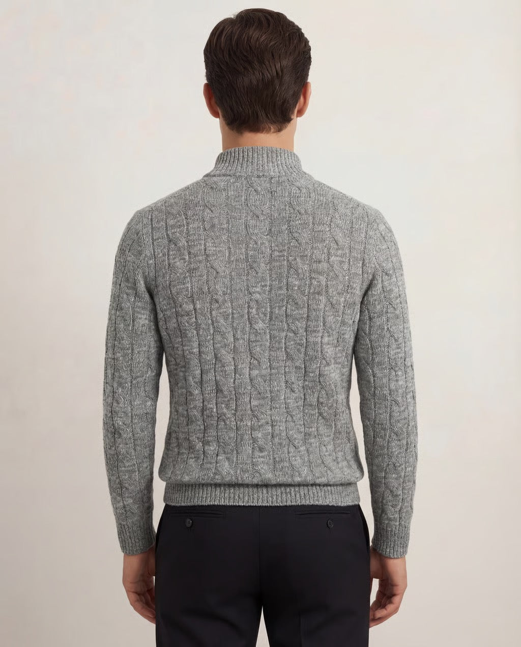 Men's Merino Wool Cable Quater Zip