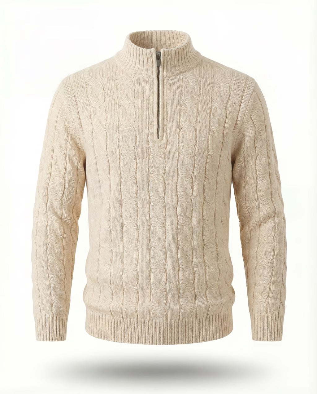 Men's Merino Wool Cable Quater Zip