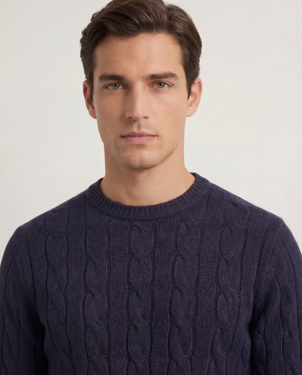 Serra Men's 100% Cashmere Soft Cable Crewneck