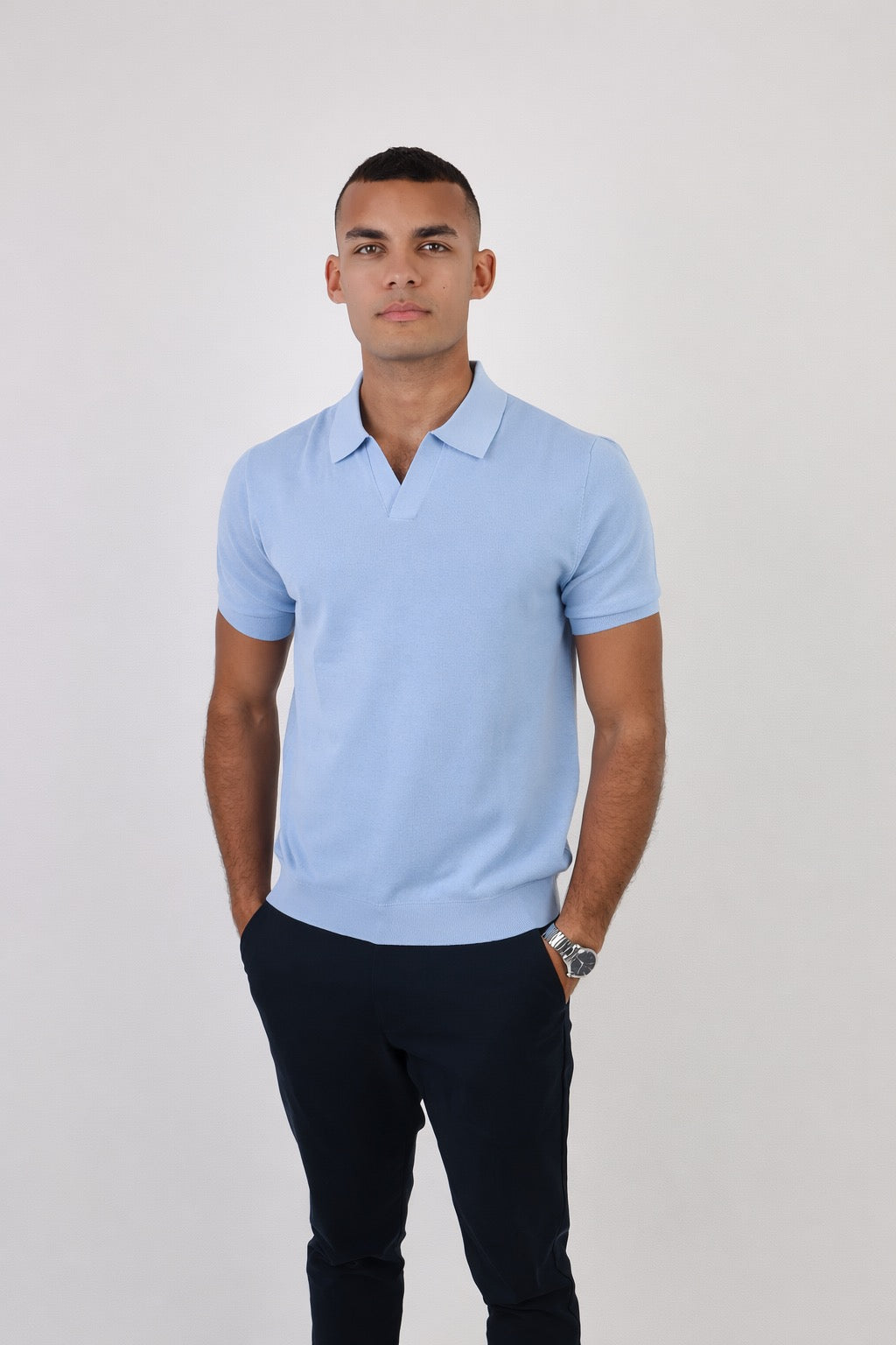 Como | Men's Buttonless Short Sleeve Lightweight Linen Polo