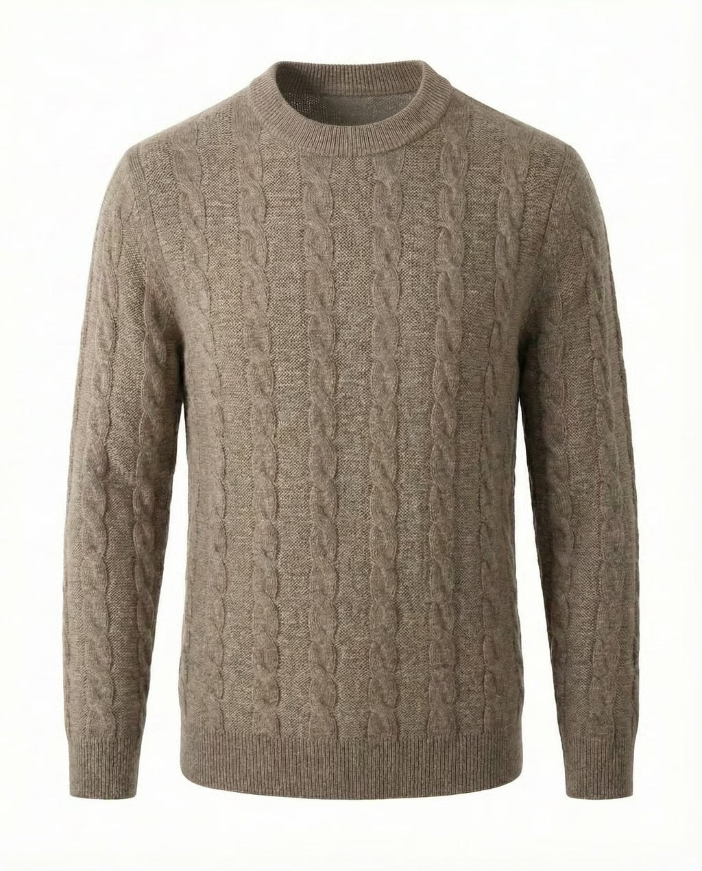 Serra Men's 100% Cashmere Soft Cable Crewneck