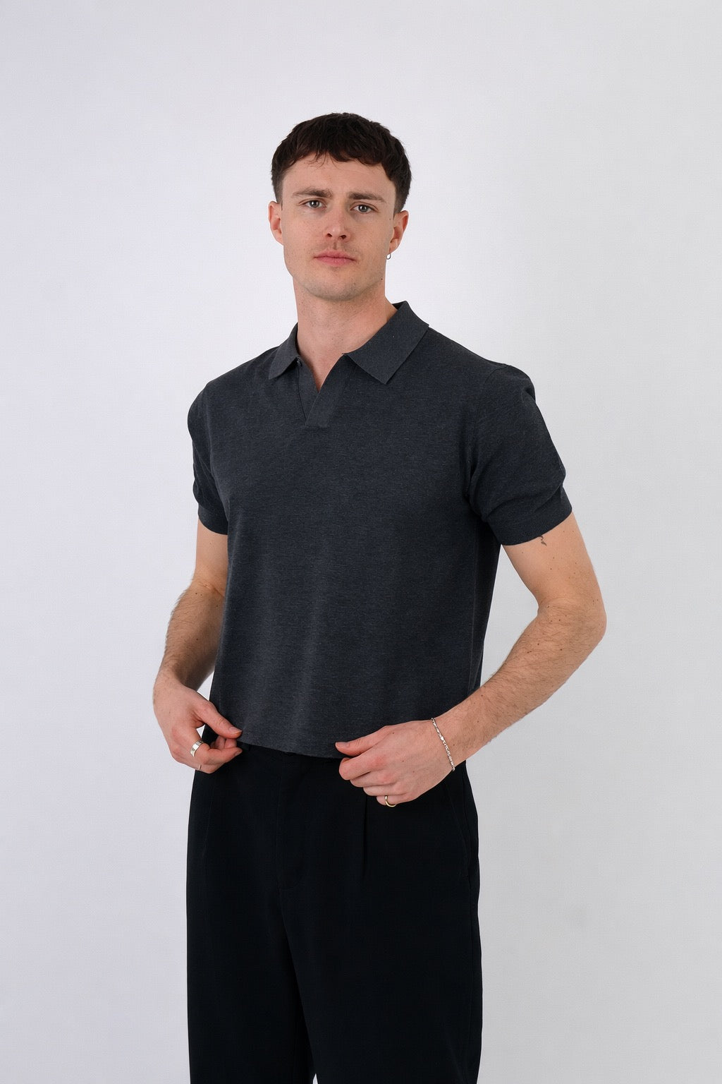 Como | Men's Buttonless Short Sleeve Lightweight Linen Polo
