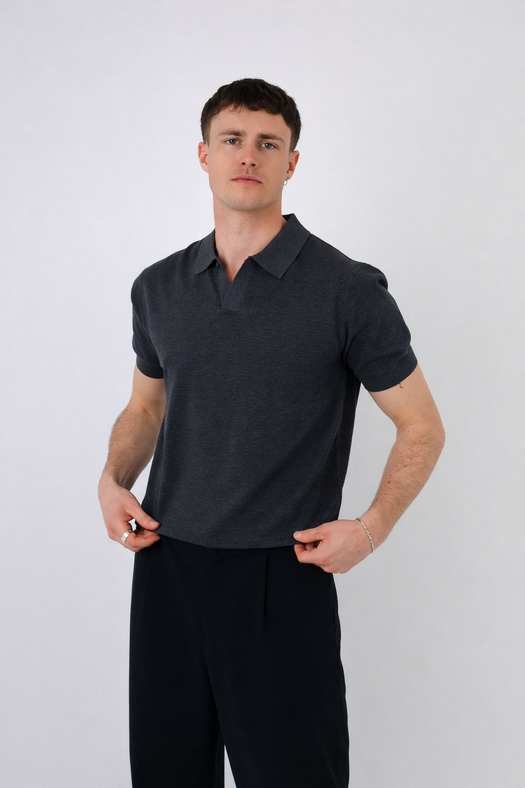 Como | Men's Buttonless Short Sleeve Lightweight Linen Polo